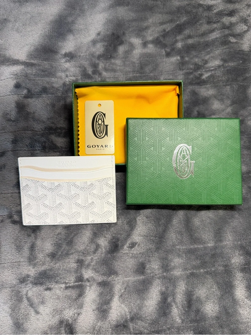 White Geometric Logo Card Holder Wallet for Men, Credit Card